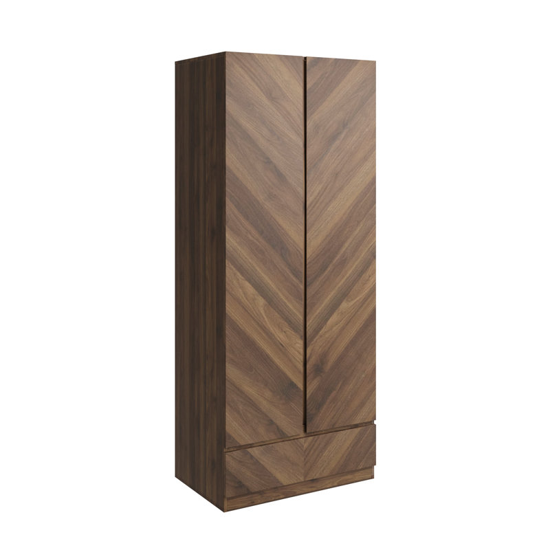 Kascha 2 Door Manufactured Wood Wardrobe, Walnut