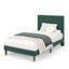  Corduroy Upholstered Platform Bed Frame with Headboard – Wooden Slats, Noise-Free, Modern Low Profile, Easy Assembly for Home Office – Twin Size, Dark Green