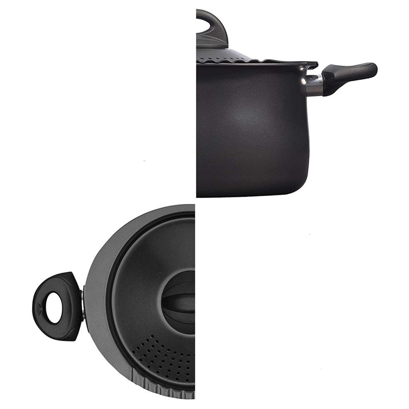 Bradshaw Home 5 Quarts Non-Stick Aluminum Soup Pot, Black