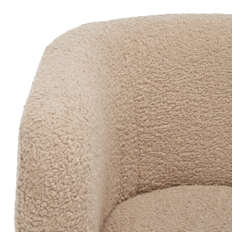 Ellum Upholstered Barrel Chair, Light Brown Faux Lambs Wool