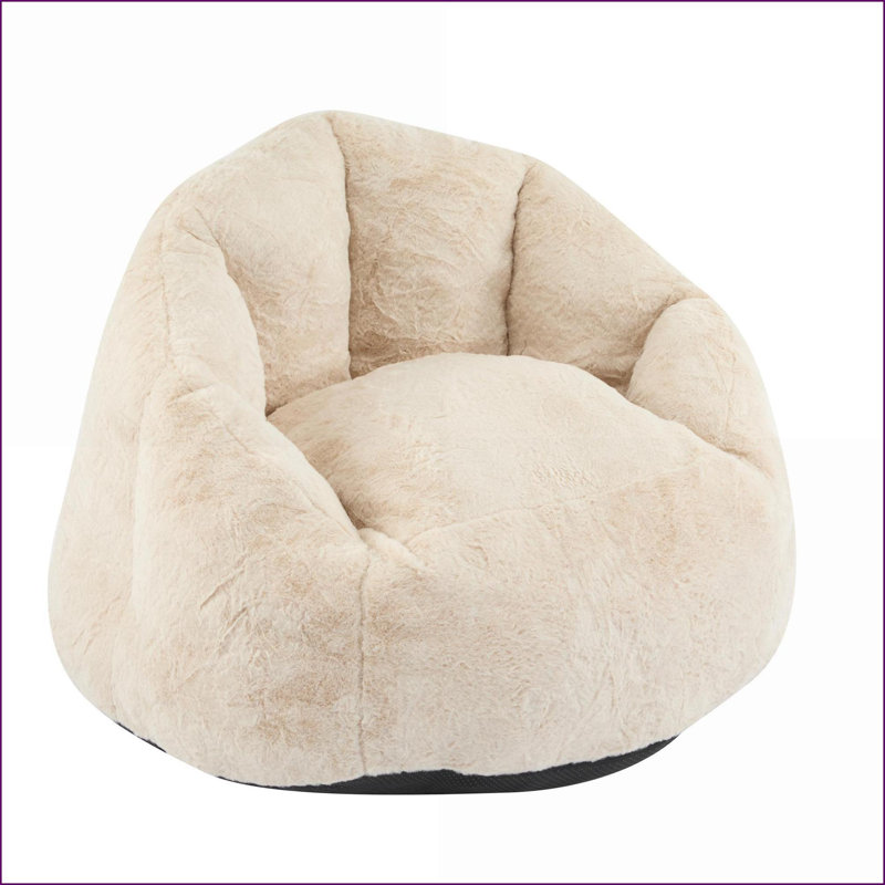 Fauteuil à billes Albi - Fausse fourrure beige | Courbé | Tissu, mousse