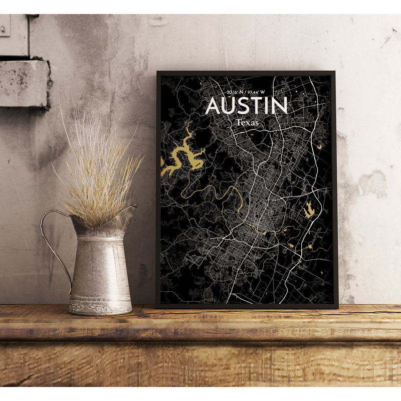 Austin City Map - No Frame Print, 91.4cm H x 61cm W x 0.13cm D
