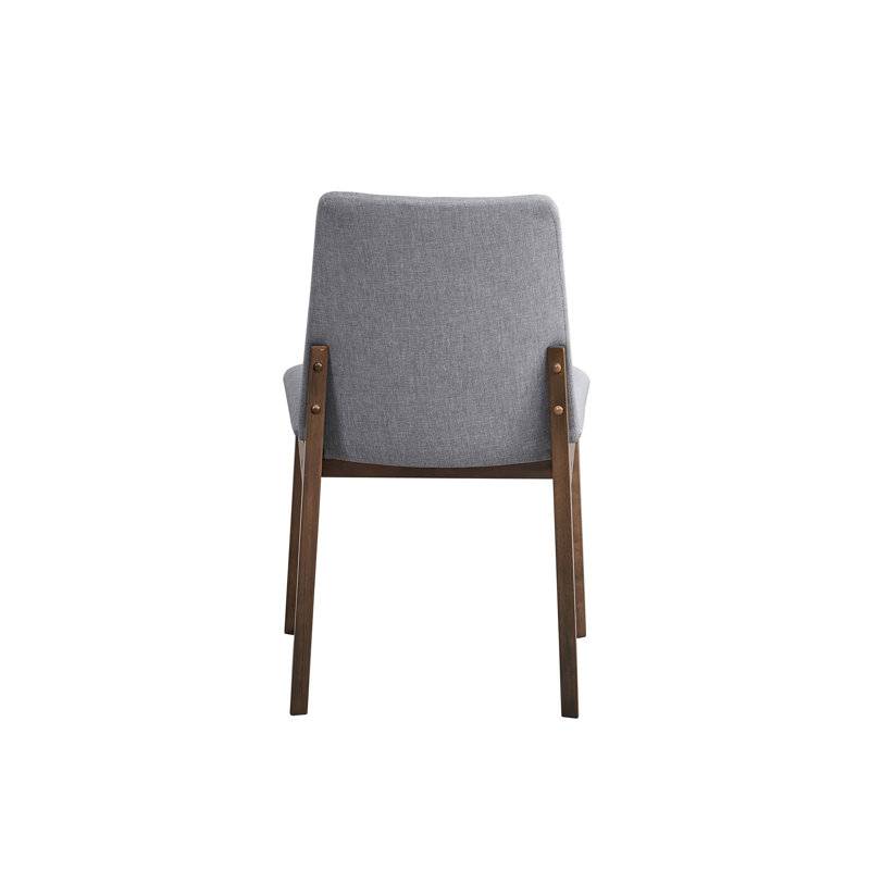 Ensemble de 2 chaises d'appoint Kaela en tissu gris clair et finition noyer