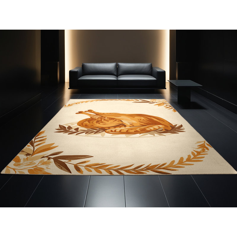 Tapis beige moelleux moelleux à poil dur de style turc - reliure beige, 6 x 9