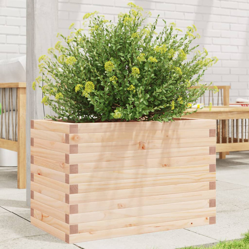 3 Outdoor Planter, 45.5cm H x 70cm W x 40cm D, Natural pine wood