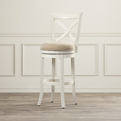 Swivel Upholstered Counter Stool with Solid Wood Frame