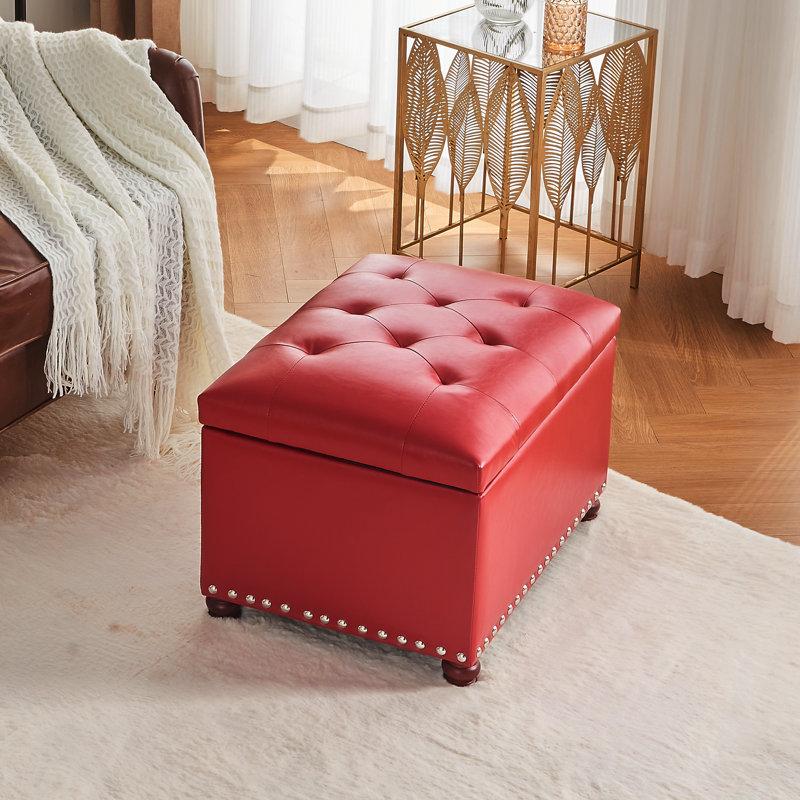 Repose-pieds avec rangement Magoon, Rouge