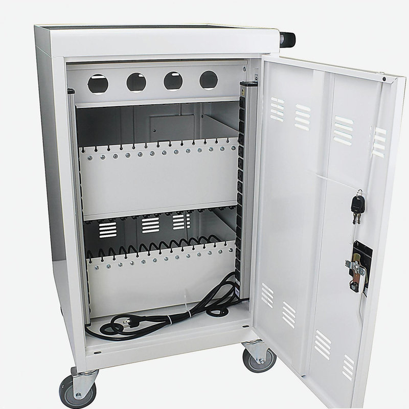 Chariot de charge mobile et armoire pour tablettes PC portable 30 appareils avec serrure à combinaison (blanc), Blanc