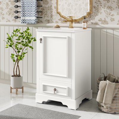 Meuble-lavabo simple 20 po avec comptoir en céramique