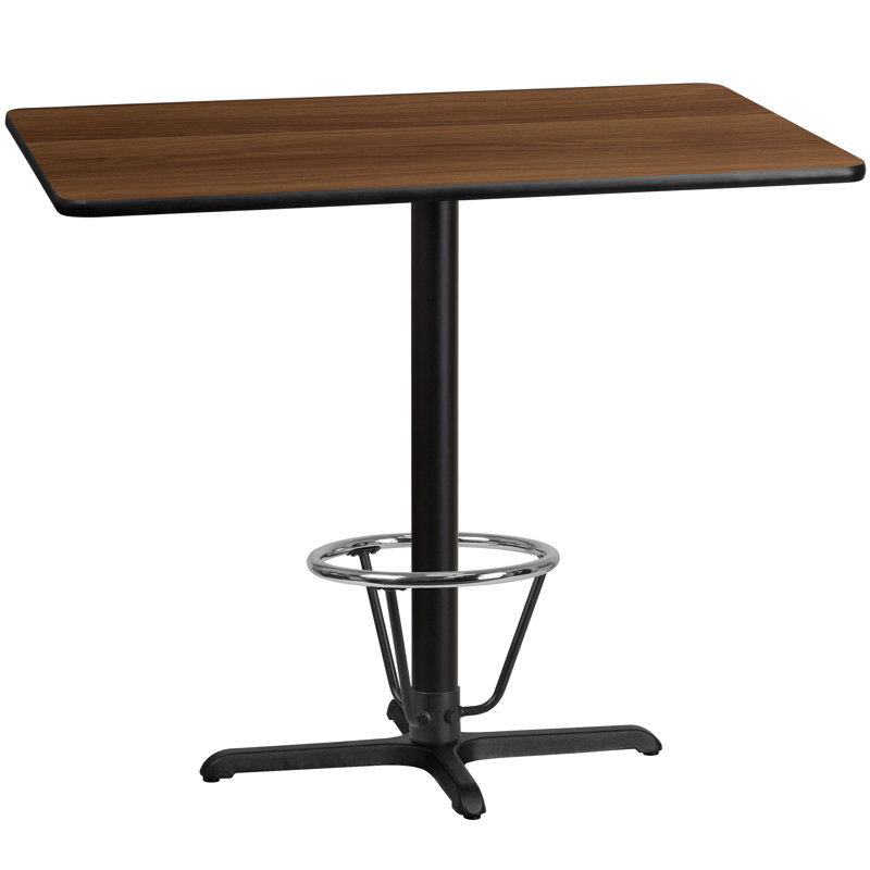 Plateau de table rectangulaire en stratifié basque et base à pied basque, H 43,125 po x l 30 po x p 48 po, Noyer