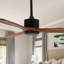 Ventilateur de plafond en bois de 52 pouces sans lumière avec pales en bois massif, moteur à courant continu réversible silencieux et télécommande-755786027