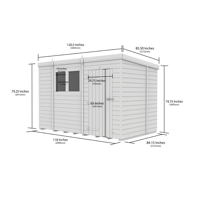 10x7 Pent Composite Shed