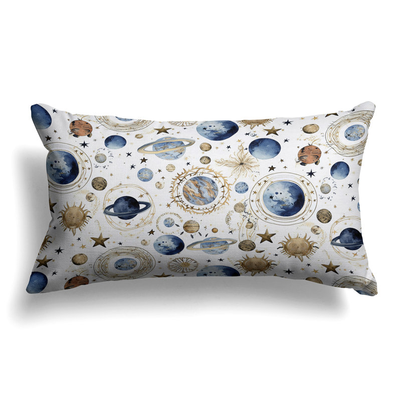 Space Fusion  Rectangular Throw Pillow, Blue/Yellow