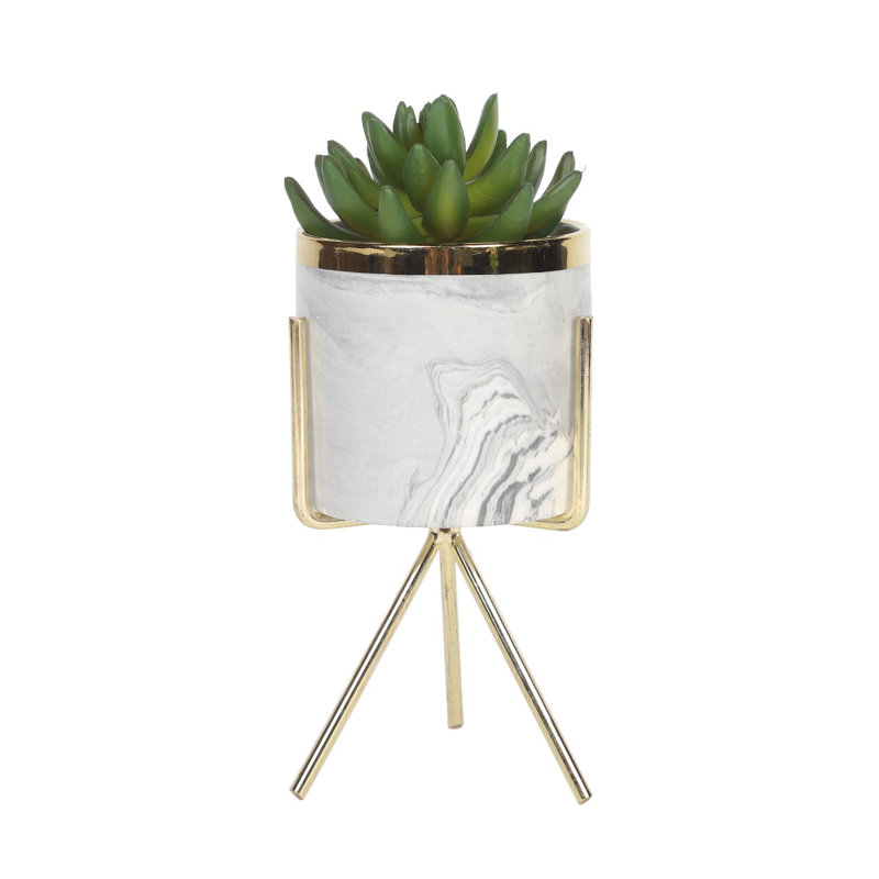 3.35cm Faux Succulent in Ceramic Pot