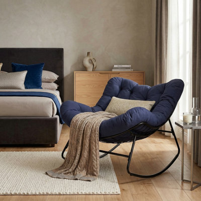 Chaise berçante d'extérieur surdimensionnée Papasan avec coussin épais