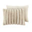 Édredon très grand côtelé en fausse fourrure très grand avec 2 taies décoratives taupe assorties de couleur très moelleuse - motif texturé, bourre