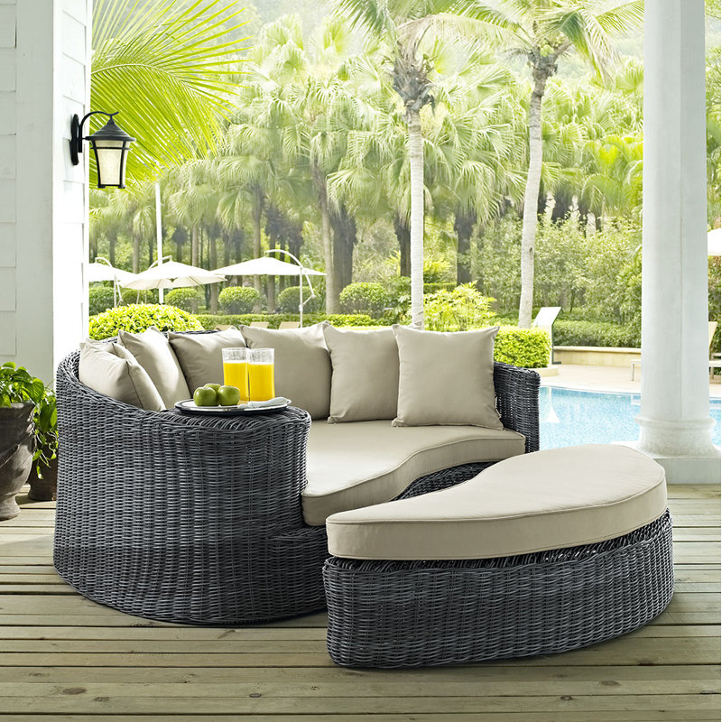Lit de jour pour patio Modway Invite, Toile Sunbrella® beige antique