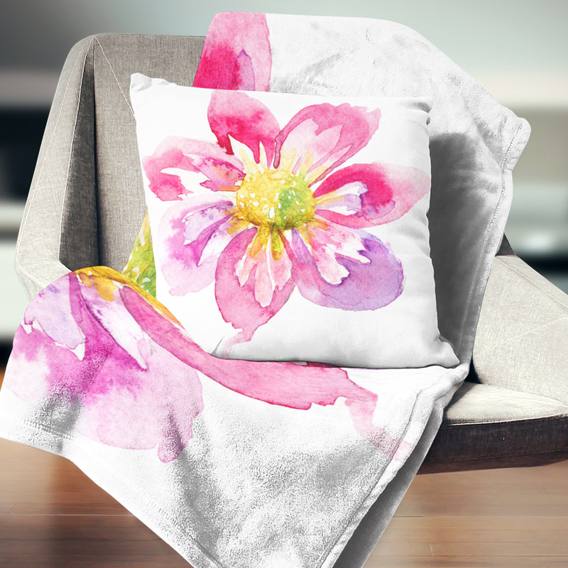 Coussin décoratif imprimé floral pleine fleur rose, Rectangulaire, 12 po x 20 po