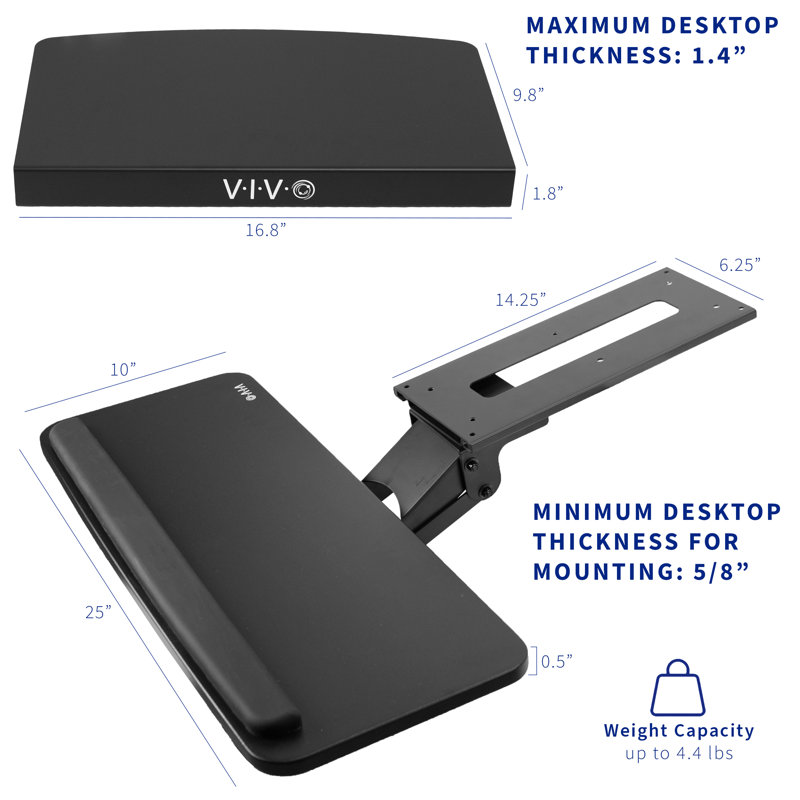 Adjustable Black Steel Keyboard Tray with Corner Connector