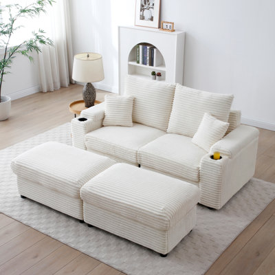 Causeuse rembourrée avec repose-pieds modulaire 70,5 po Tereas
