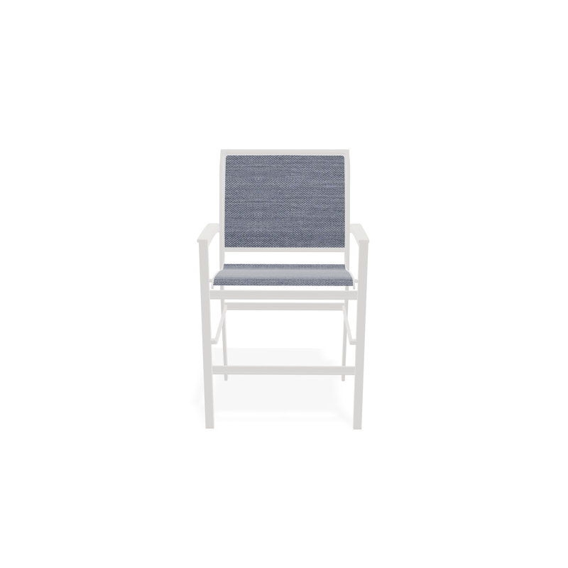 Chaise de café empilable en aluminium Bazza, Neige, Bleu marine Moments