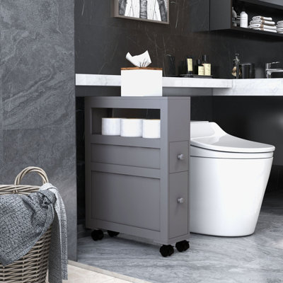 Armoire de rangement roulante pour salle de bain étroite