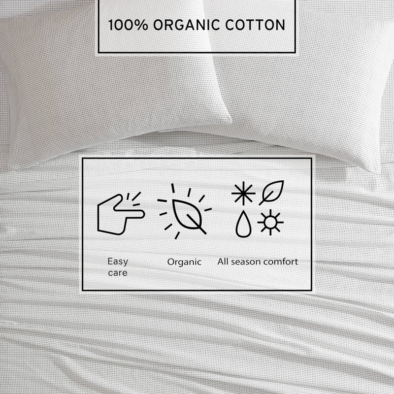 Marimekko Printed Organic Cotton Percale Sheet Sets, Queen Sheet Set with 2 Pillowcases, Black Striped