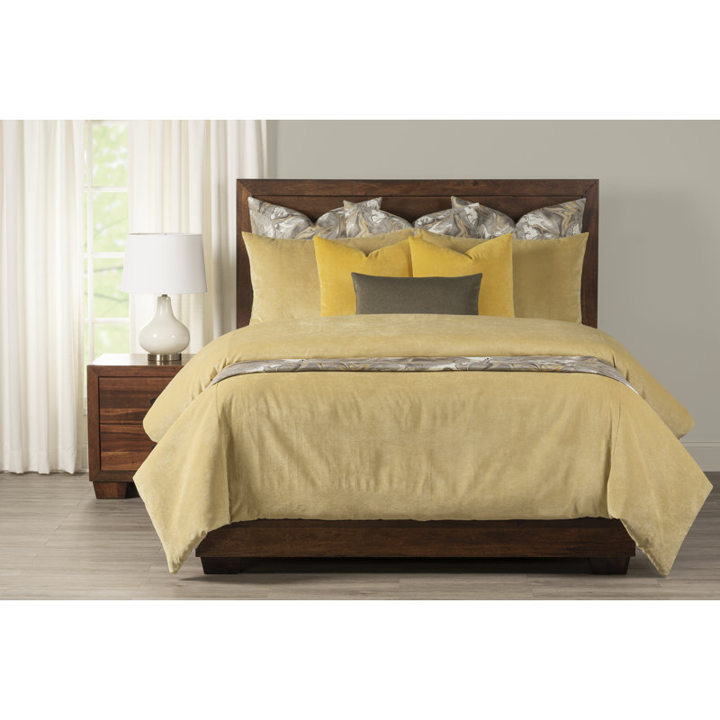 Padma Velvet Duvet Cover and Insert Set, King Duvet Cover/Insert, Old Gold