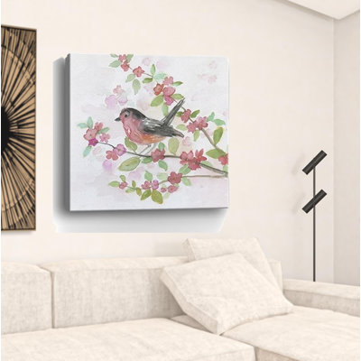 Fleur et oiseau, impression murale sans cadre