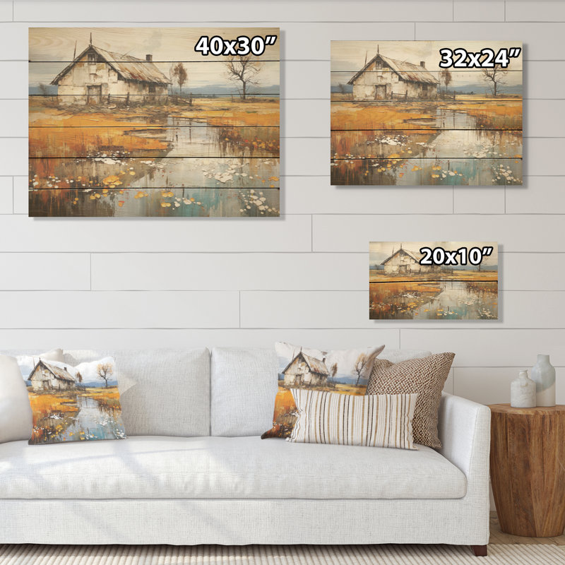 Countryside Farm Fusion Unveiled - Farm Wood Wall Art On Natural Pine Wood, 30" H x 40" W