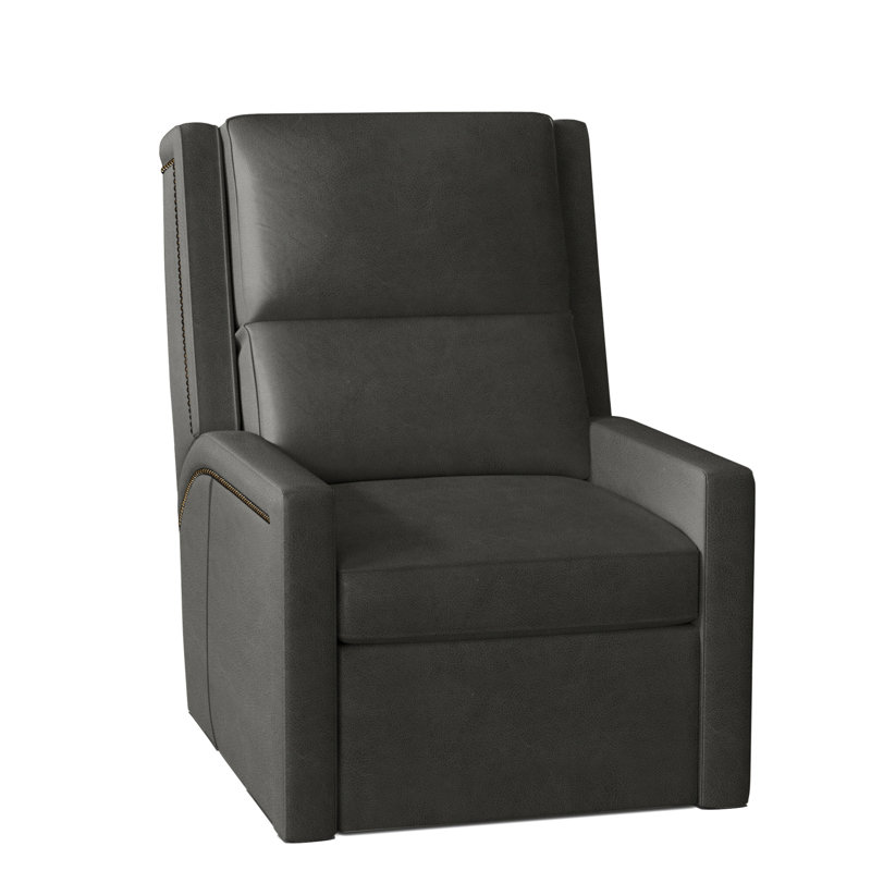 Norman Recliner, Aline Light Grey Genuine Leather, #9 Antique, Push Back