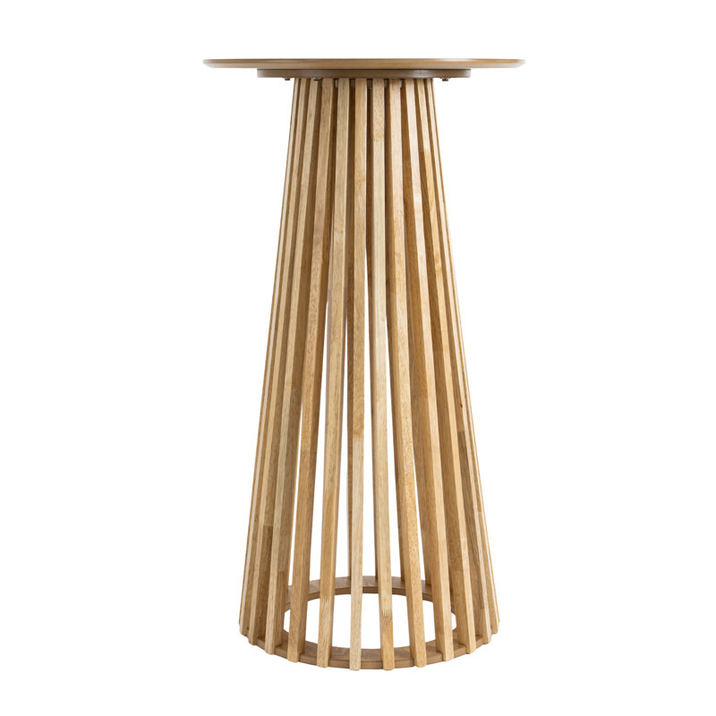 43.5’’ H Modern Round Bar Table, Solid Wood Base Bar Table For Dining Room, Natural