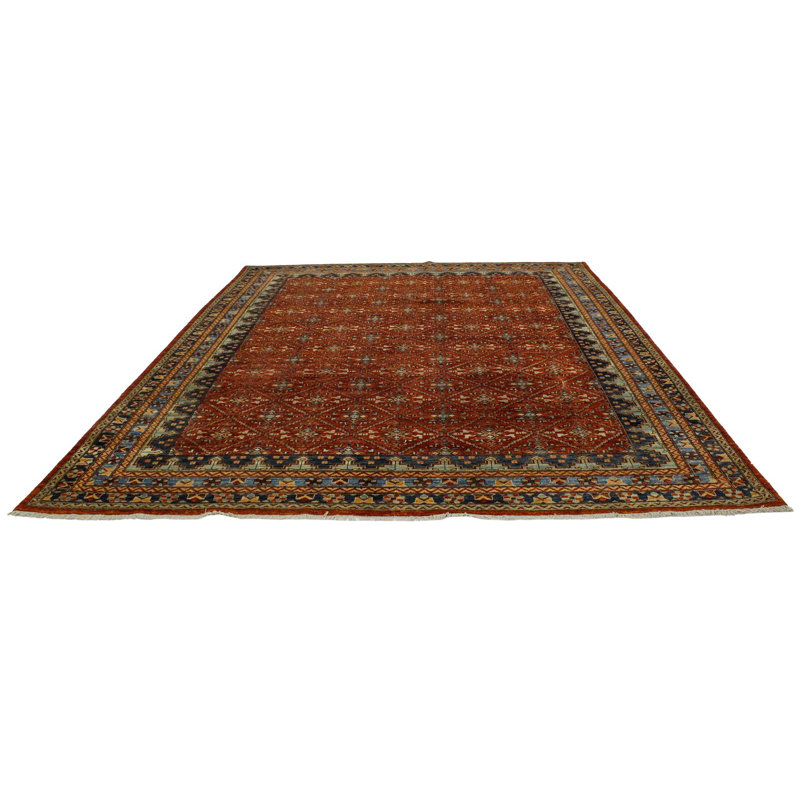 Tapis traditionnel rouge et bleu marine 9 x 12
