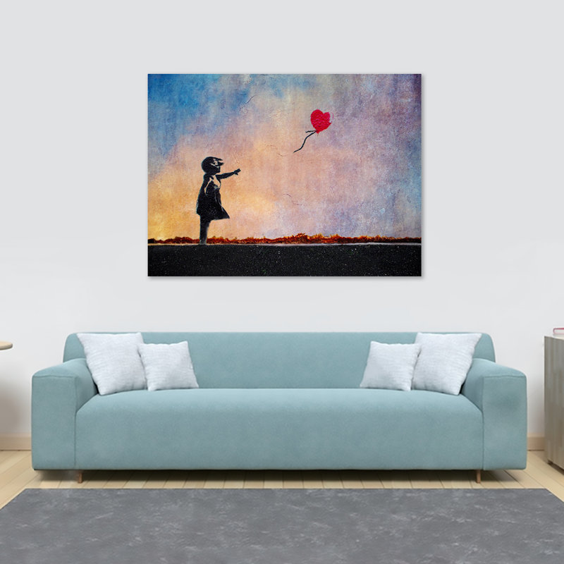 Banksy Balloon Girl Let Go by Banksy - Wrapped Canvas Print, 84cm H x 120cm W x 3.8cm D