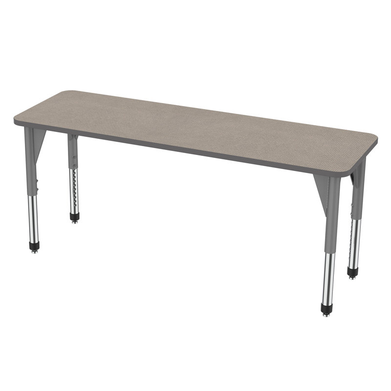 Table d'activité rectangulaire à hauteur réglable Premier Series, H 31 po x L 72 po x l 24 po, Gris, Filet étain