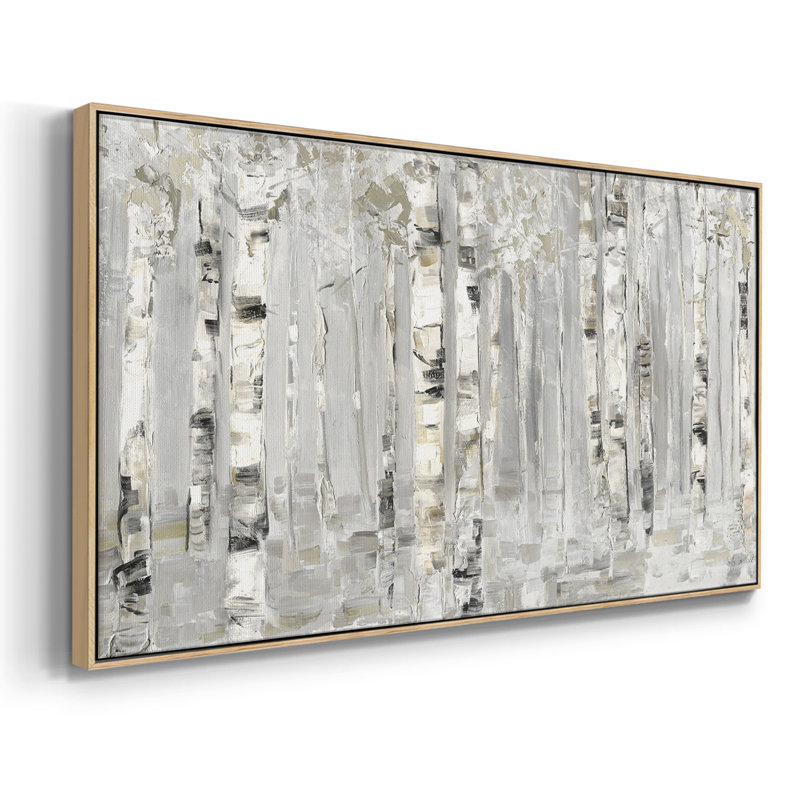 Birch Grove chatoyant - Toile tendue avec châssis encadré - Prêt à être accroché, Naturel, H 17 po x l 33 po