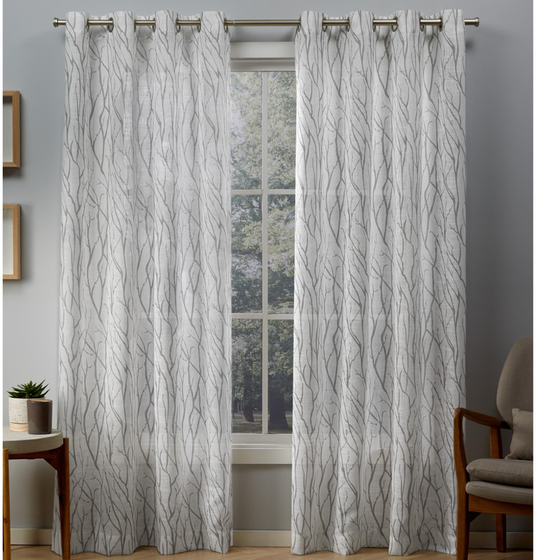 Paire de rideaux transparents avec œillets Leja, l 54 po x L 84 po, Gris tourterelle