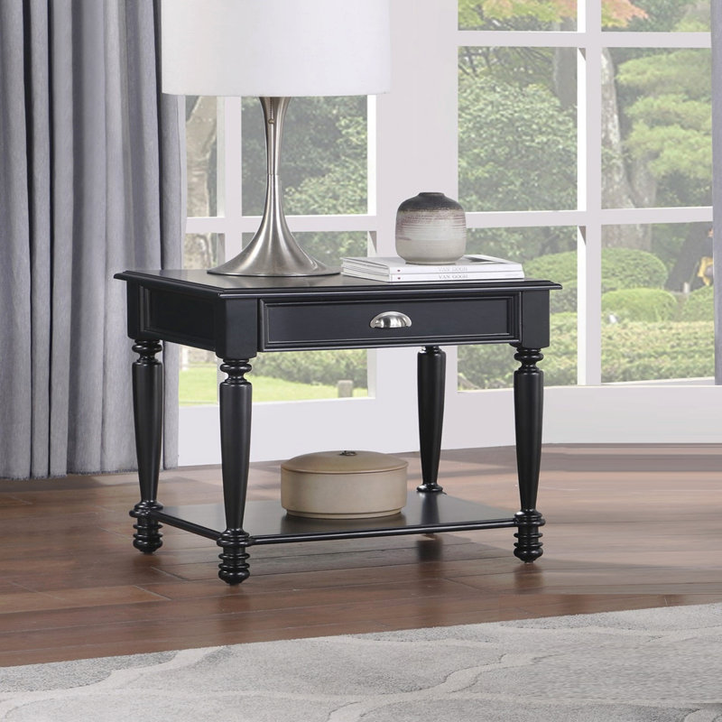 Table de bout avec tiroir et tablette inférieure 1 pièce