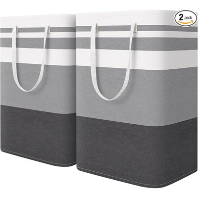 HHA 2-Pack Large Laundry Basket, Waterproof, Freestanding Laundry Hamper, Collapsible Tall Clothes Hamper With Extended Handles For Clothes Toys In The Do