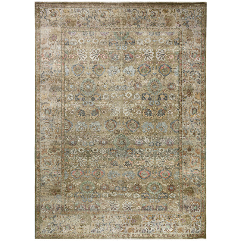Brown Alchemy Traditional Wool Silk Blend Rug - 8'10" x 12'6"