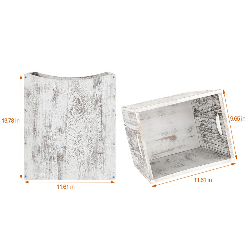 Poubelle en bois rustique Gallon, Blanc / Brun