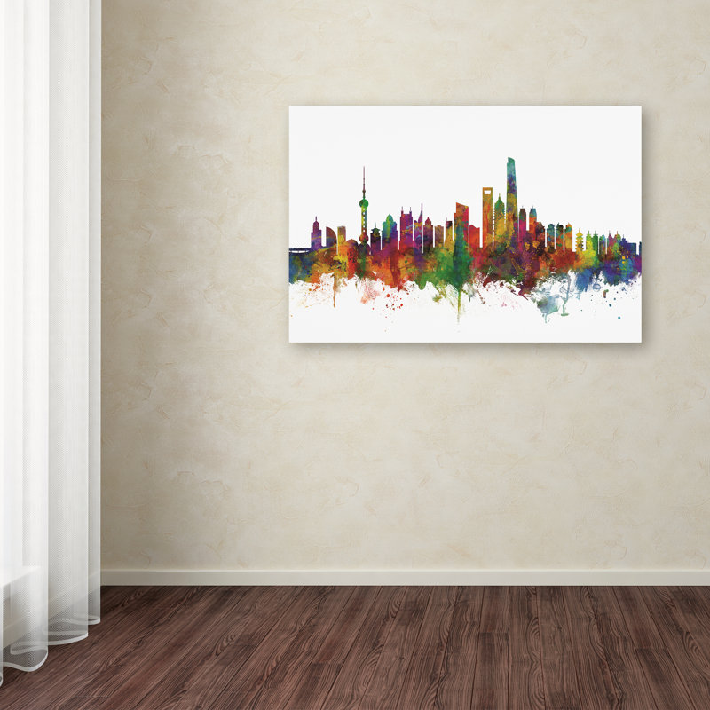 « shanghai china horizon ii », impression sur toile, H 16 po x l 24 po x P 2 po