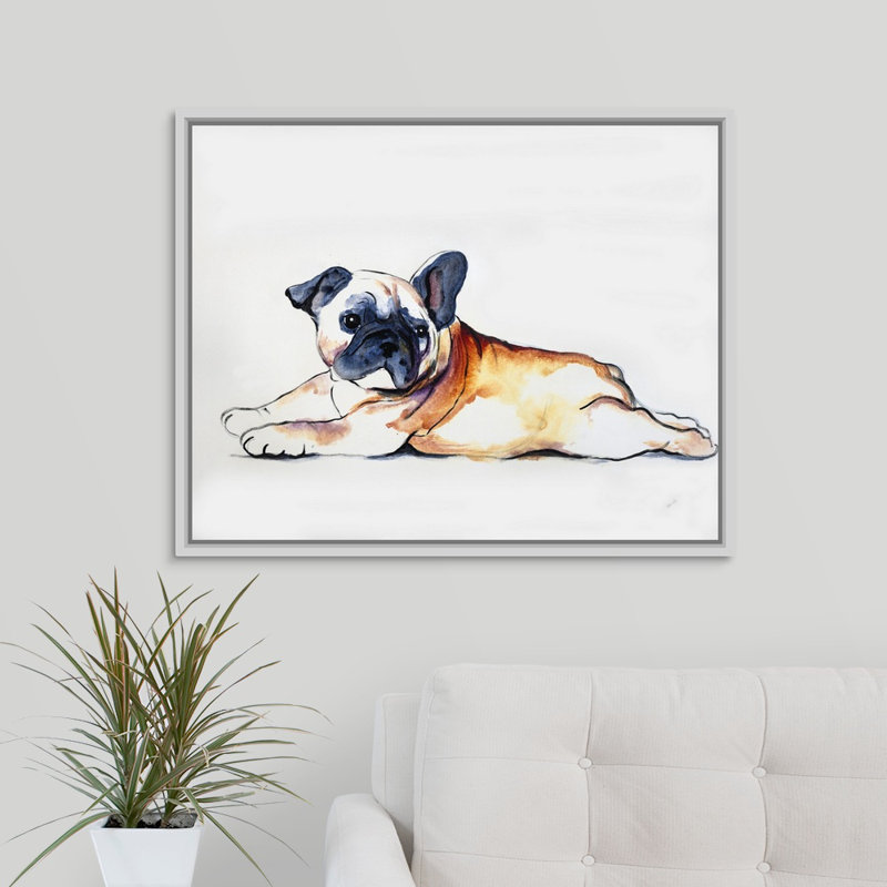 « animal kingdom iv », peinture sur toile, H 25,7 po x l 31,7 po x p 1,75 po, Cadre flottant blanc