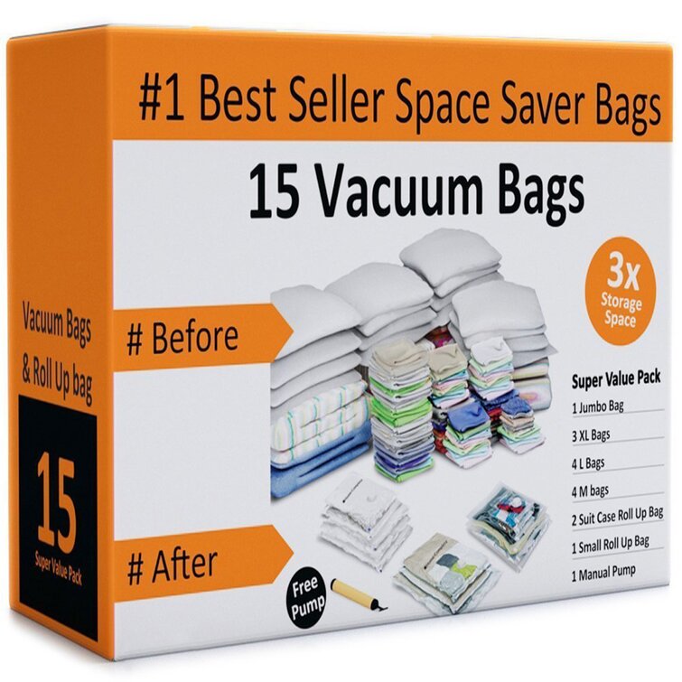 Everyday Home Vacuum Sealer Bags - 15 Compression Bags in 6 Sizes for  Travel, Clothing, and Blanket Storage & Reviews