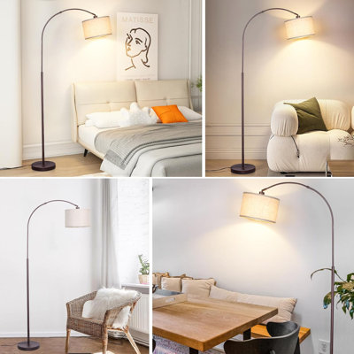 Lampe sur pied avec télécommande, ampoule à DEL à intensité variable, abat-jour tambour rotatif et interrupteur au pied pour le salon, la chambre à coucher ou le bureau