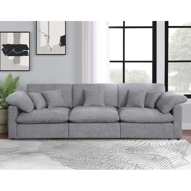 152" Modern Simple U-Shape Sofa, Dark Gray