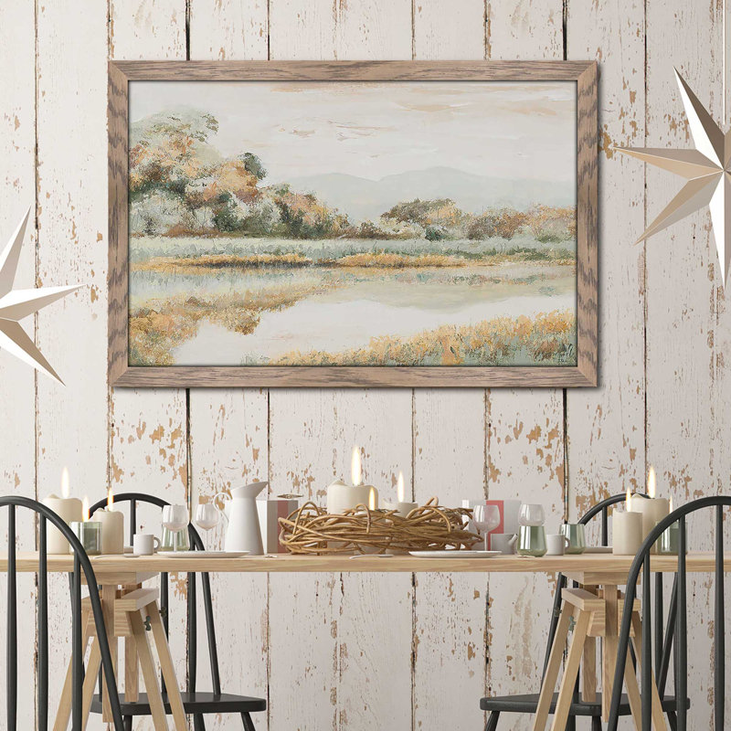 Rio Lindo par Patricia Pinto - Peinture, Cadre taupe délavé, H 21,5 po x l 27,5 po x P 0,75 po