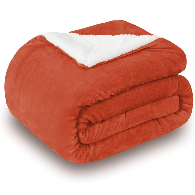Couverture en molleton ultra doux Sherpa - réversible, chaude et moelleuse - lavable à la machine, Rouille