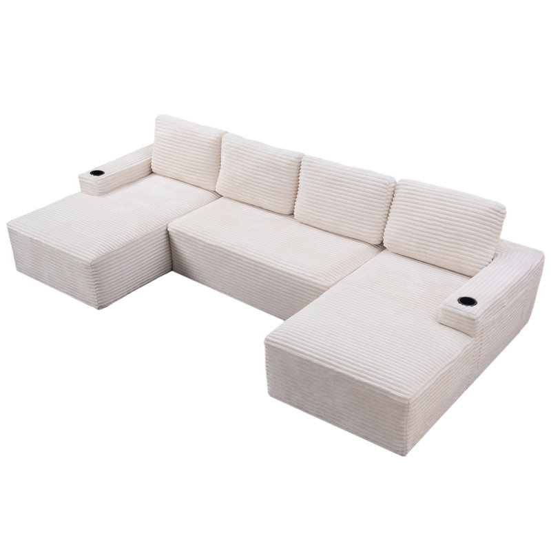 Corduroy U-Shaped Sectional Sofa