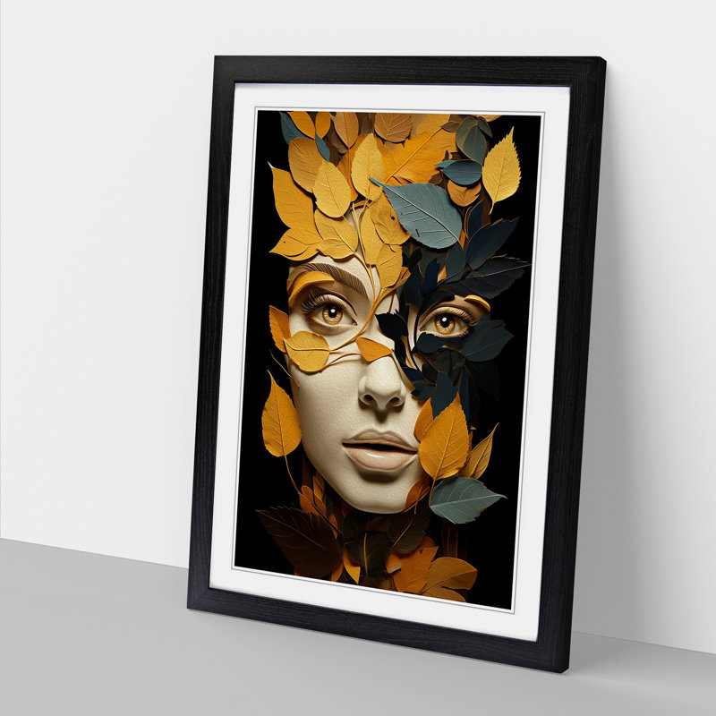 Leaf Dadaism - Single Picture Frame Print on Wood, 34cm H x 25cm W x 2cm D, Black Framed